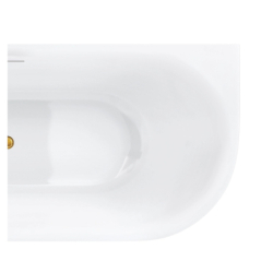 Wanna narożna INTERO 150 cm montaż lewostronny przelew szczelinowy korek klik klak złoty CORSAN V230MLGL