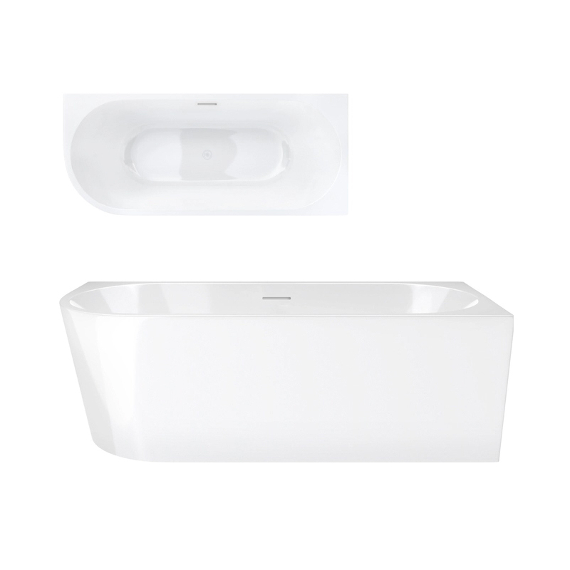 Wanna narożna INTERO 150 cm montaż prawostronny przelew szczelinowy korek klik klak biały CORSAN V230MPWH