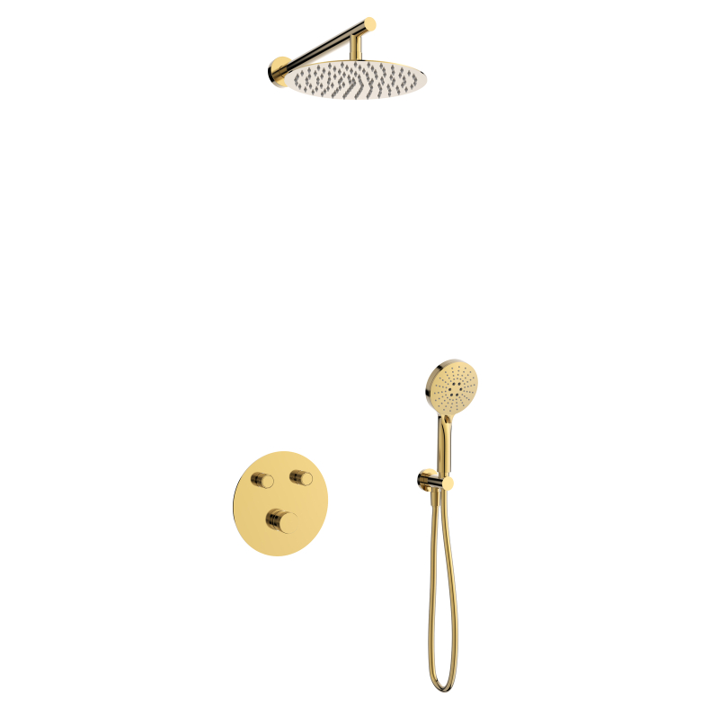 Zestaw prysznicowy LUGO deszczownica 25cm mieszacz słuchawka prysznicowa złoto CORSAN Z04MGL