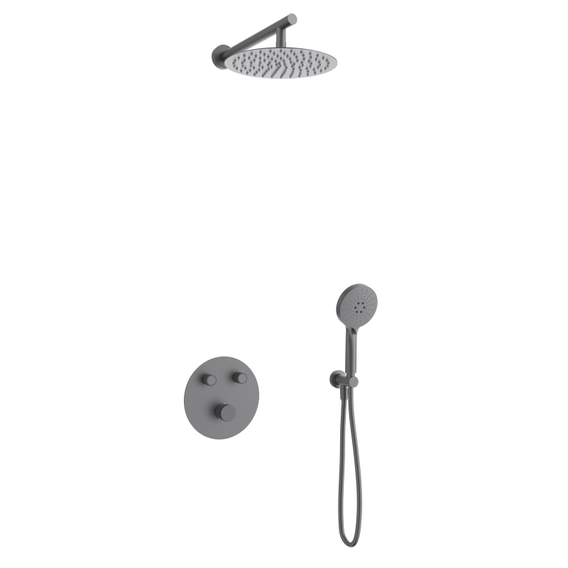 Zestaw prysznicowy LUGO deszczownica 25cm mieszacz słuchawka prysznicowa gunmetal CORSAN Z04MGM