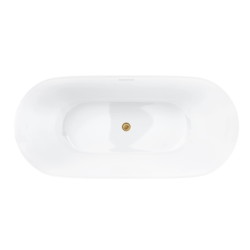 Wanna wolnostojąca OLVENA 150 cm przelew szczelinowy korek klik klak złoto szczotkowane CORSAN V041MBGL