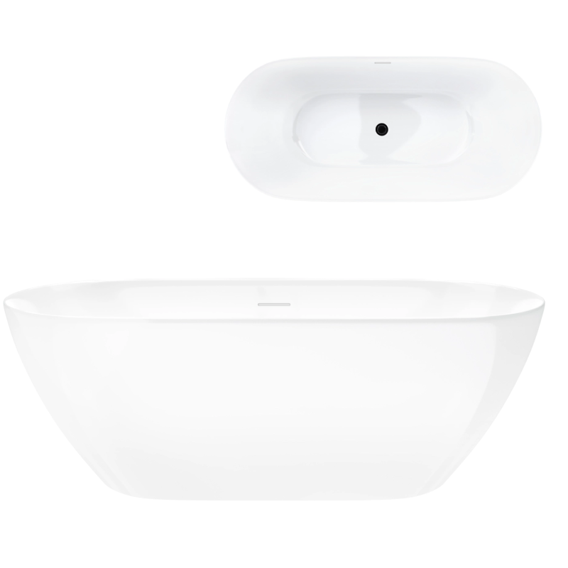 Wanna wolnostojąca OLVENA 150 cm przelew szczelinowy korek klik klak czarny CORSAN V041MBL