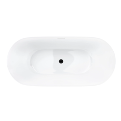 Wanna wolnostojąca OLVENA 150 cm przelew szczelinowy korek klik klak czarny CORSAN V041MBL