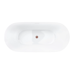 Wanna wolnostojąca OLVENA 150 cm przelew szczelinowy korek klik klak różowe złoto CORSAN V041MRG