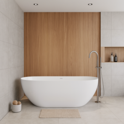 Wanna wolnostojąca OLVENA 170 cm przelew szczelinowy korek klik klak czarny CORSAN V041XLBL