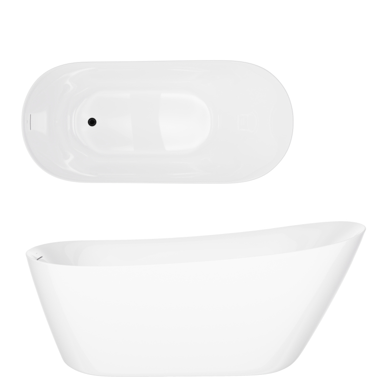 Wanna wolnostojąca ESTELLA II SLIM 170 cm przelew szczelinowy korek klik klak czarny CORSAN V038XLBL