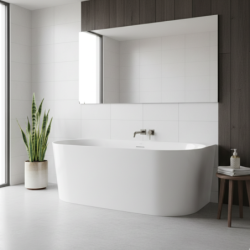 Wanna przyścienna MONO slim 160 cm przelew szczelinowy korek klik klak złoty CORSAN V029LSGL