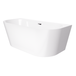 Wanna przyścienna wolnostojąca MONO 160 cm z szeroką krawędzią korek klik-klak chrom CORSAN E030LCH