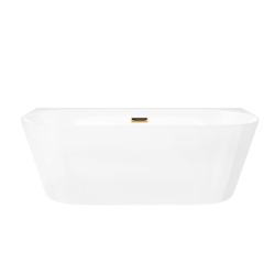 Wanna przyścienna wolnostojąca MONO 160 cm z szeroką krawędzią korek klik-klak złoty CORSAN E030LGL