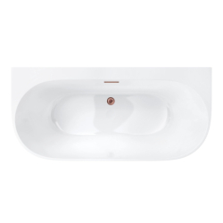 Wanna przyścienna wolnostojąca MONO 160 cm z szeroką krawędzią korek klik-klak miedziany / różowe złoto CORSAN E030LRG