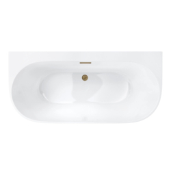 Wanna przyścienna wolnostojąca MONO 160 cm z szeroką krawędzią korek klik-klak złoto szczotkowane CORSAN E030LBGL