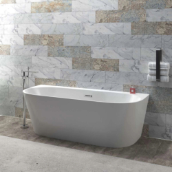 Wanna przyścienna wolnostojąca MONO 170 cm z szeroką krawędzią korek klik-klak chrom CORSAN E030XLCH