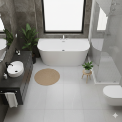 Wanna przyścienna wolnostojąca MONO 170 cm z szeroką krawędzią korek klik-klak chrom CORSAN E030XLCH