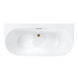 Wanna przyścienna wolnostojąca MONO 170 cm z szeroką krawędzią korek klik-klak złoty CORSAN E030XLGL