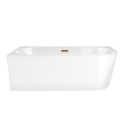 Wanna wolnostojąca narożna INTERO 170 x80 z szeroką krawędzią montaż lewy korek klik-klak szczotkowane złoto CORSAN E240XLLBGL