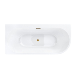 Wanna wolnostojąca narożna INTERO 170 x80 z szeroką krawędzią montaż lewy korek klik-klak szczotkowane złoto CORSAN E240XLLBGL