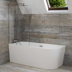 Wanna wolnostojąca narożna INTERO 160 x75 montaż lewostronny korek klik-klak chrom CORSAN E230LLCH