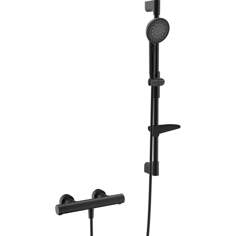 Bateria natryskowa z prysznicem czarny matowy HANSAPRISMA HANSA 4813042133
