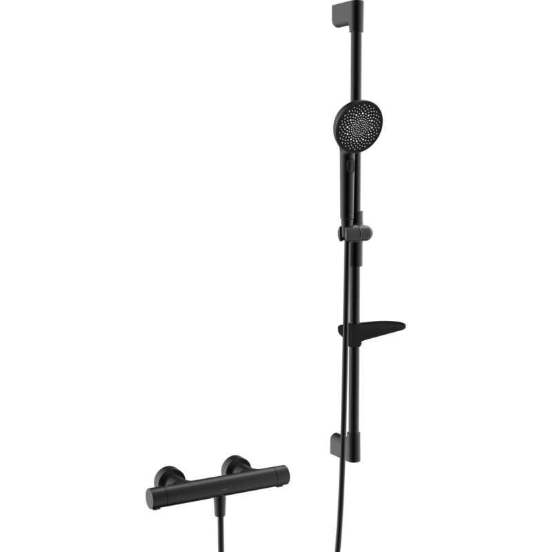Bateria natryskowa z prysznicem czarny matowy HANSAPRISMA HANSA 4813043133
