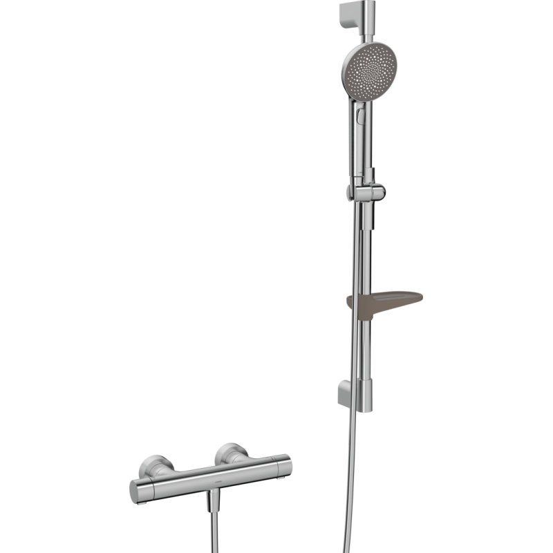 Bateria natryskowa z prysznicem stal szczotkowana HANSAPRISMA HANSA 4813042180