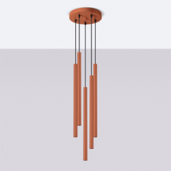 Lampa wisząca PASTELO 5P ochra czerwona SOLLUX SL.1528