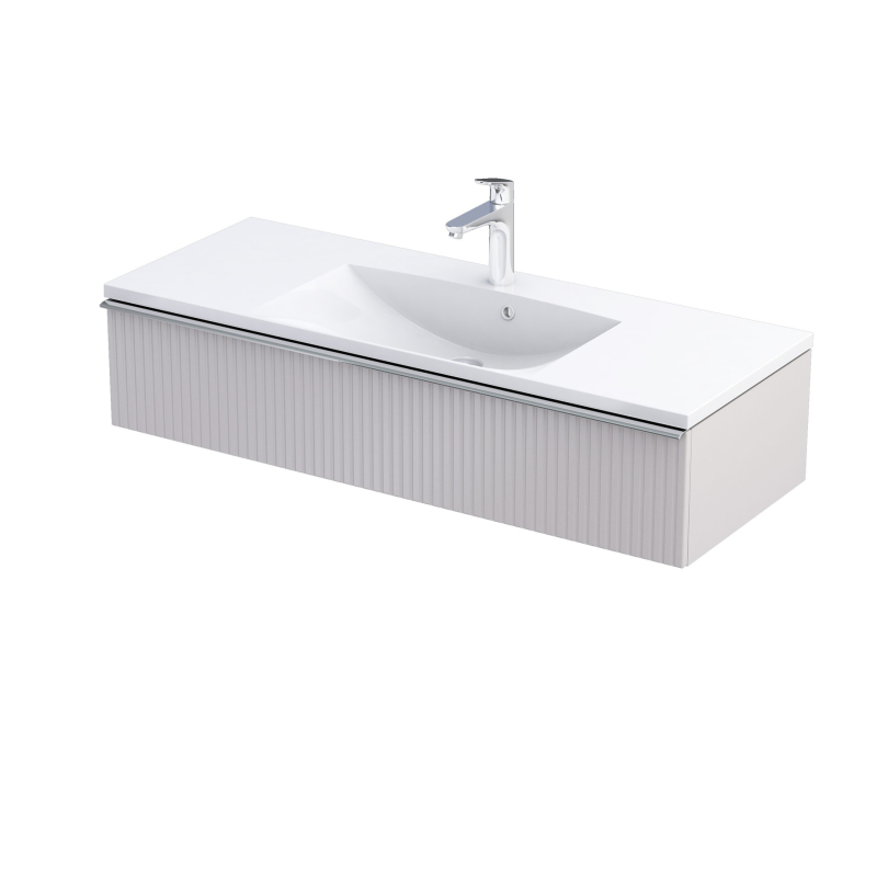 Szafka podumywalkowa 120 cm jedna szuflada Etna piaskowy mat, bez uchwytów, ryflowana ORISTO OR52-SD1S-120-10R