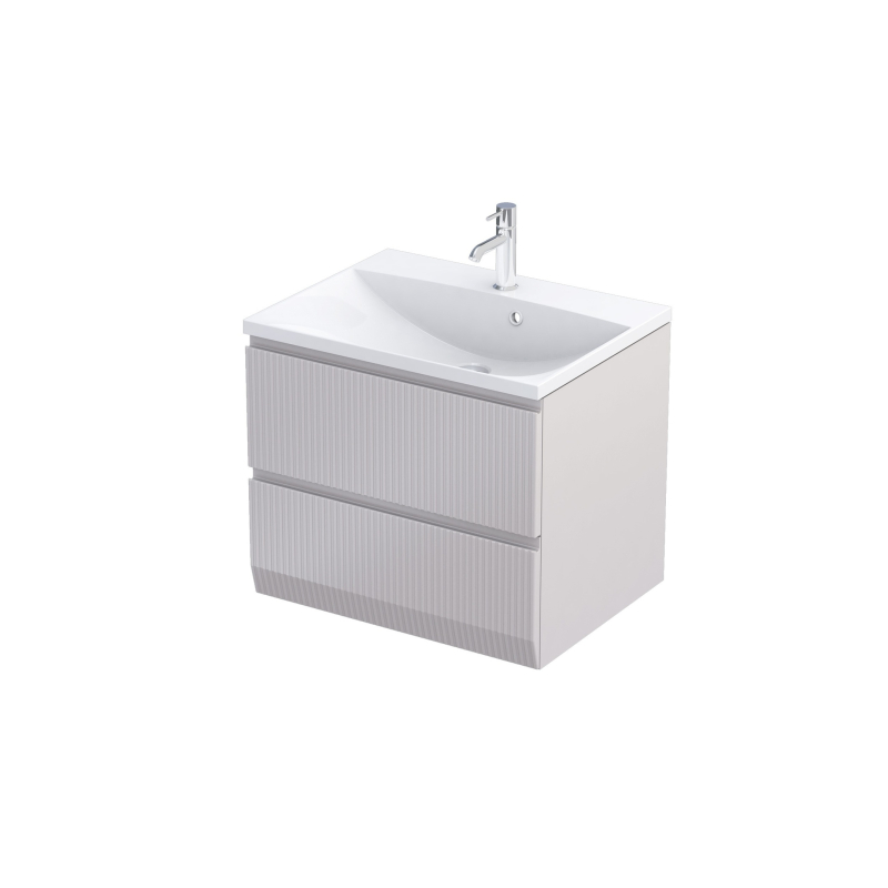 Szafka podumywalkowa 60 cm, dwie szuflady Brylant piaskowy mat, ryflowany ORISTO OR36-SD2S-60-10R