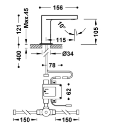 Bateria elektroniczna umywalkowa z systemem mieszania wstępnego ELECTRONIC chrom TRES 20560320