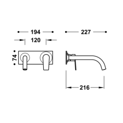 Elementy zewnętrzne do podtynkowego korpusu baterii umywalkowej PROJECT-TRES złoty cava TRES 22130004CA