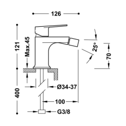 Bateria jednouchwytowa do bidetu PROJECT-TRES grafit  TRES 22112001GR