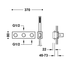 Bateria termostatyczna podtynkowa 3-drożna B-SYSTEM grafit  TRES 30735301GR