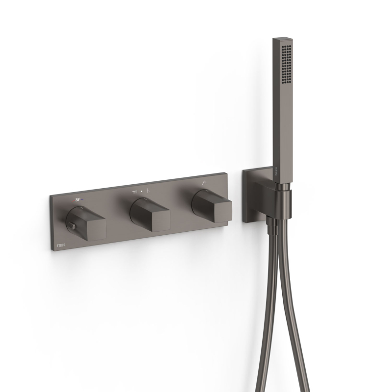 Bateria termostatyczna podtynkowa 3-drożna B-SYSTEM grafit  TRES 30725301GR