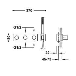 Bateria termostatyczna podtynkowa 4-drożna B-SYSTEM grafit  TRES 30735401GR