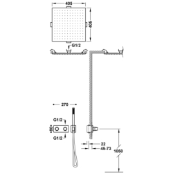 Zestaw baterii termostatycznej podtynkowej 2-drożnej prysznicowej B-SYSTEM grafit  TRES 30725206GR