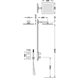 Zestaw baterii termostatycznej podtynkowej 2-drożnej prysznicowej THERM-BOX stal TRES 00635004AC