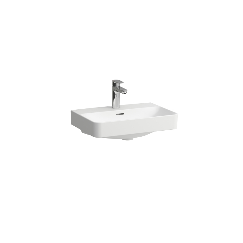 Umywalka ścienna 55cm, COMPACTO, z otworem na baterię z otworem przelewowym, kolor biały matowy LAUFEN H8188627571041