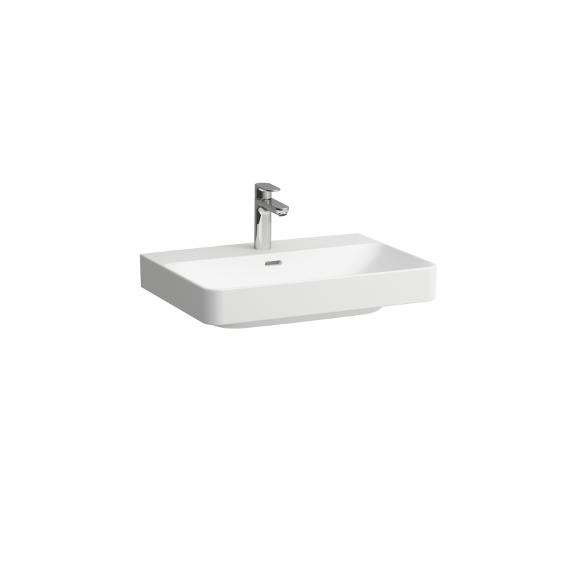 Umywalka ścienna 65cm, z otworem na baterię, z otworem przelewowym, kolor biały matowy LAUFEN H8108647571041