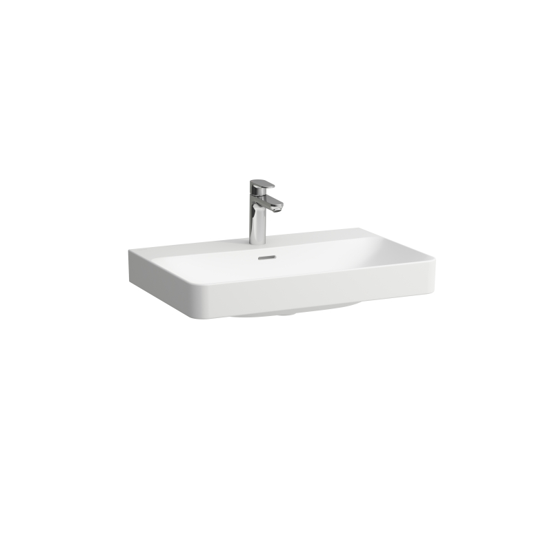 Umywalka ścienna 70cm, z otworem na baterię, z otworem przelewowym, kolor biały matowy LAUFEN H8108657571041
