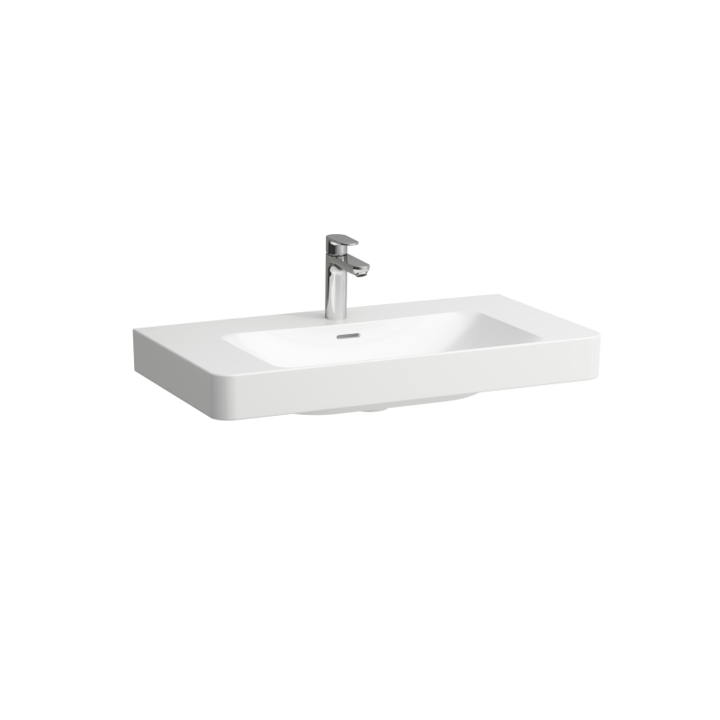 Umywalka ścienna 85cm, bez otworu na baterie, z otworem przelewowym, kolor biały matowy LAUFEN H8168677571091