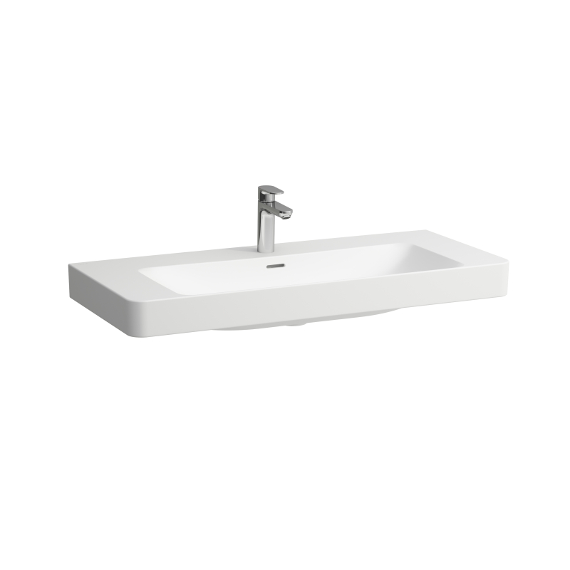 Umywalka ścienna 105cm, z otworem na baterię, z otworem przelewowym, kolor biały matowy LAUFEN H8108697571041