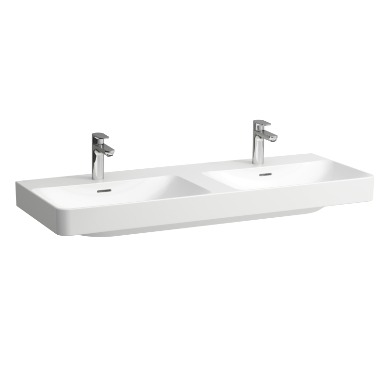 Umywalka ścienna 120cm, podwójna, dwukomorowa, z otworem na baterię, z przelewem powłoka LCC ACTIVE LAUFEN H814862A001041