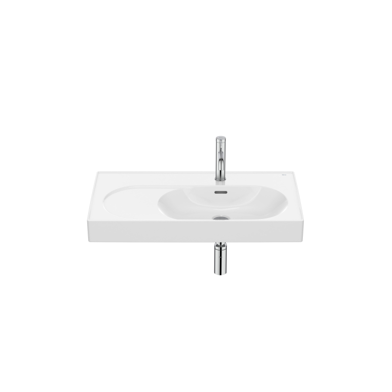 MERIDIAN Umywalka ścienna / meblowa 80x46 cm PRAWA Fineceramic BIAŁY POŁYSK ROCA A327744000