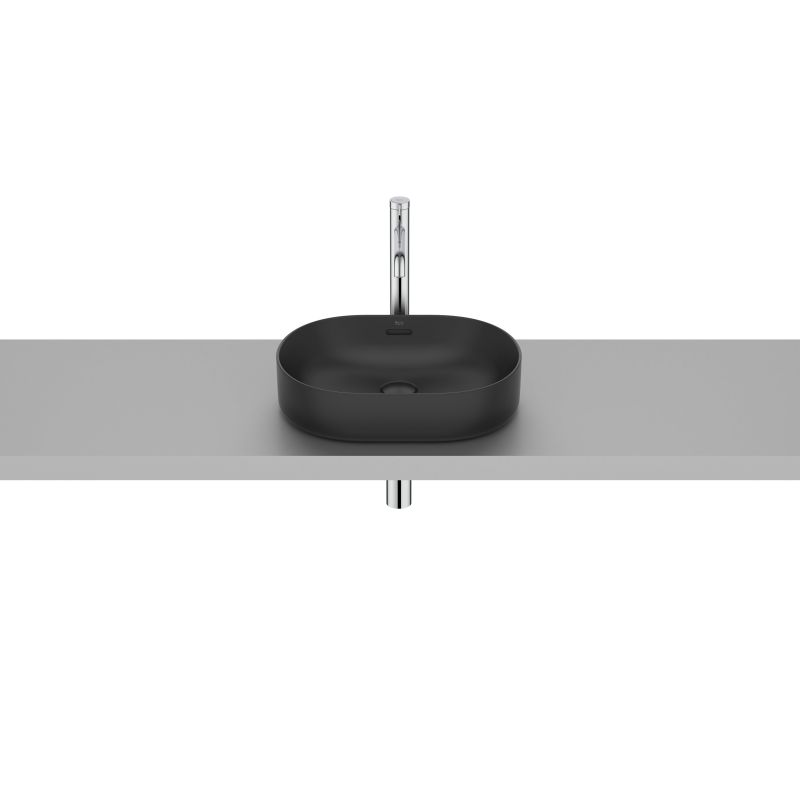 MERIDIAN Umywalka nablatowa owalna 46x36,5 cm Fineceramic CZARNY MAT ROCA A327748080