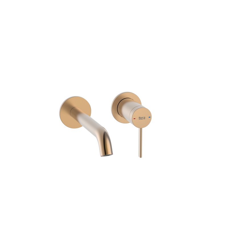 ONA Jednouchwytowa bateria umywalkowa dwuotworowa podtynkowa PVD Brushed Copper ROCA A5A359ERM0