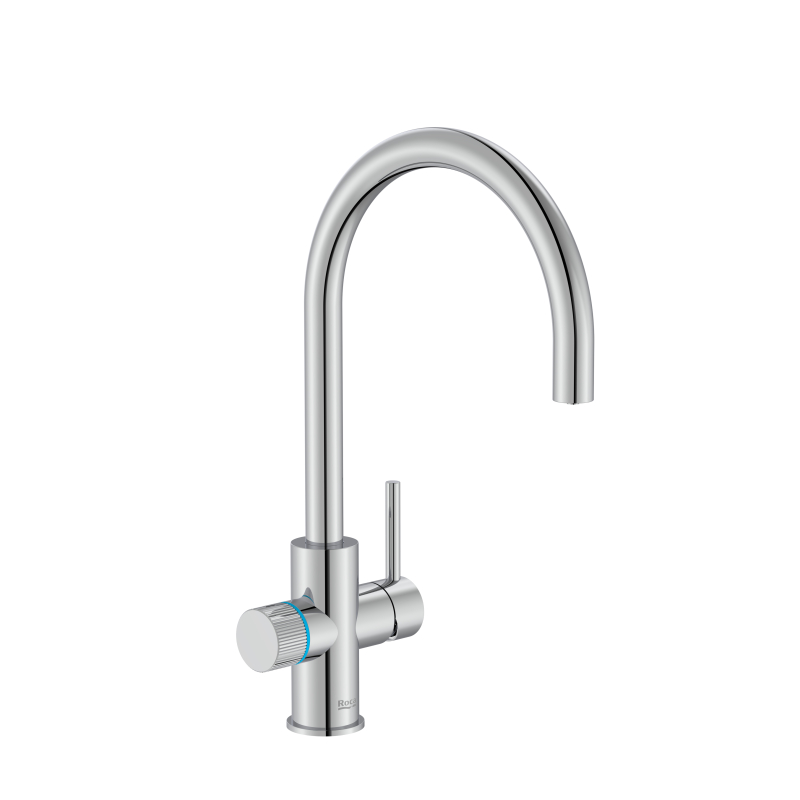 AQUAFY Bateria kuchenna z systemem filtracji wody z zaokrągloną chrom ROCA A5A8B3GC00