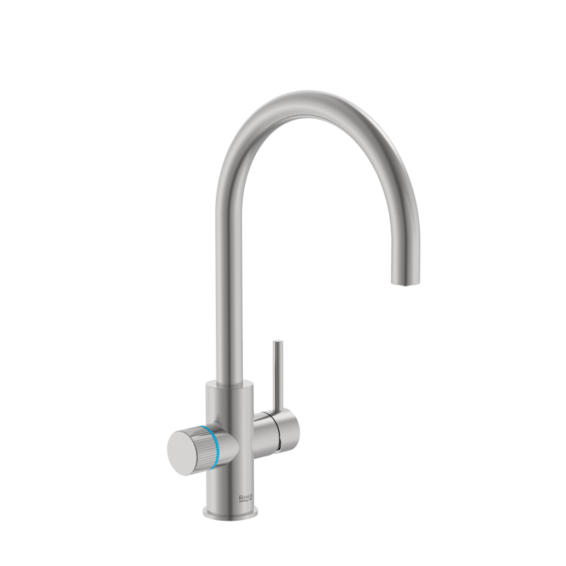 AQUAFY Bateria kuchenna z systemem filtracji wody z zaokrągloną PVD Inox ROCA A5A8B3GSM0