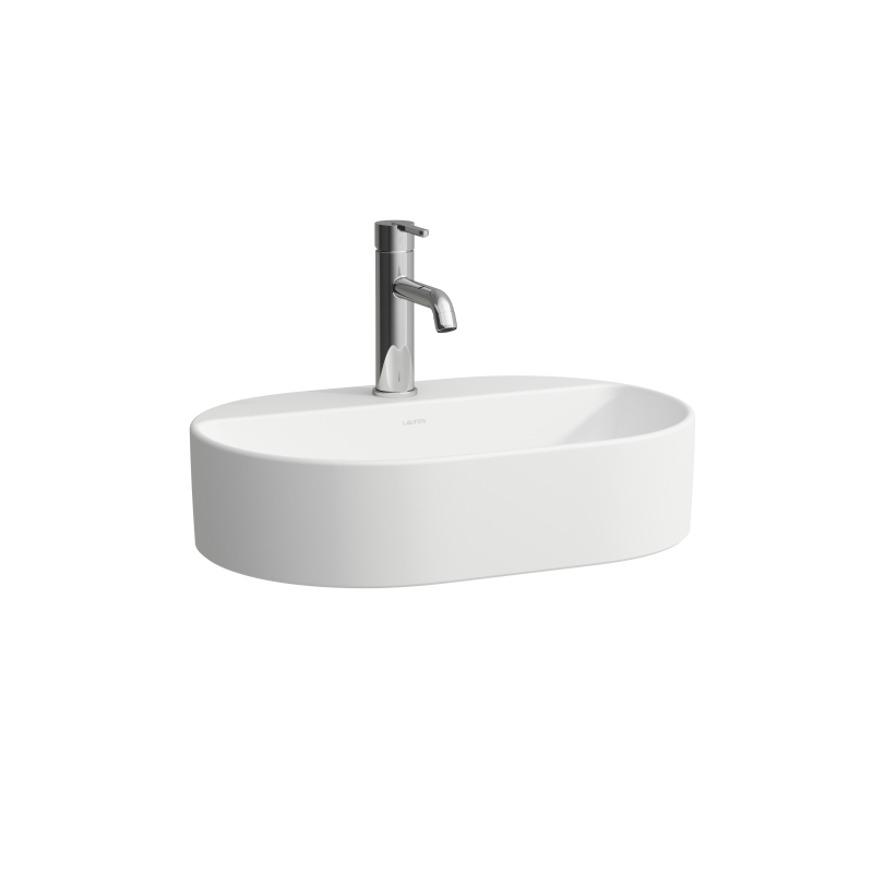SAVOY Umywalka nablatowa owalna z półką na baterie 550 x 380 mm, z otw. na baterie z otw. przel.owym LAUFEN H8129457571041