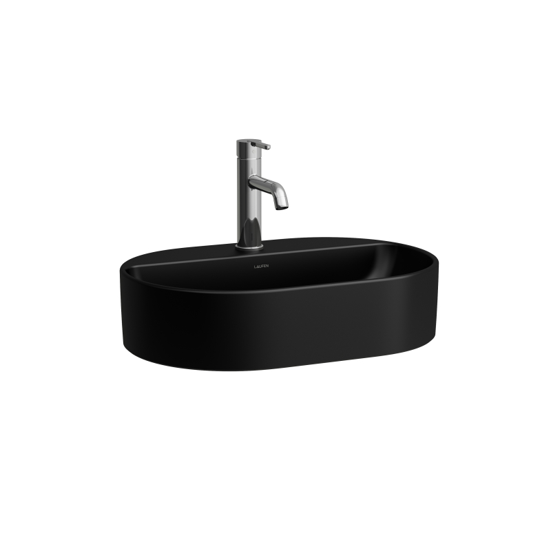 SAVOY Umywalka nablatowa owalna z półką na baterie 550x380 mm, z otworem na baterie z otworem przelewowym LAUFEN H8129457161041