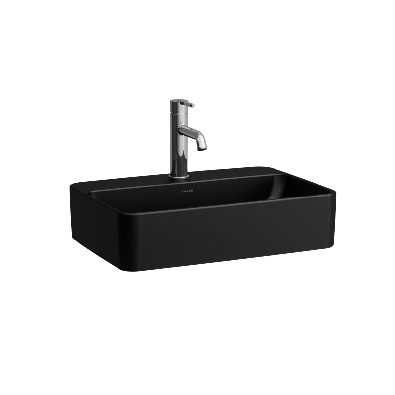 SAVOY Umywalka nablatowa prostokątna z półką na baterie 550x380 mm, z otw. na baterie bez otw. przel.owego LAUFEN H8169457161111