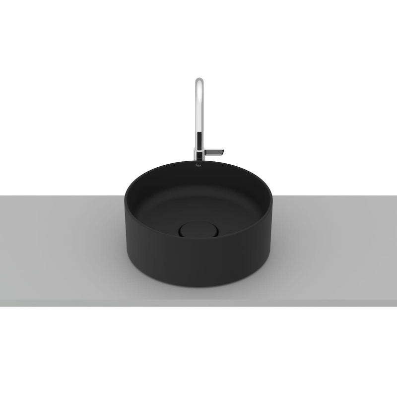 TERRA Umywalka nablatowa okrągła 30 cm Fineceramic CZARNY MAT ROCA A32787U080